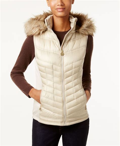 michael kors gold puffer vest|michael kors winter vest.